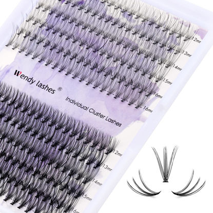 Picture of Cluster Eyelashes 10D/20D 240PCS 12-16mm Mixed Individual Lashes C/D Curl 0.07mm Matte Black Cluster Eyelash Extensions Soft Lightweight Individual Lashes Cluster 3D Effect (10/20D-C, 12-16mm Mixed)