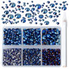 Picture of Bymitel 5000 Pieces 6 Mixed Sizes Glue Fix on  Glass Rhinestones Round Crystal Gems Flatback for DIY Jewelry Making with one Picking Pen (6-Sizes 5000PCS, Mine Blue)