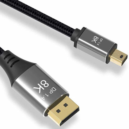 Picture of CABLEDECONN 3M 10FT Mini DP to DisplayPort 8K Cable 8K(7680x4320)@60Hz 4K@144Hz DisplayPort 1.4 Bi-Directional Transmission DisplayPort to Mini DisplayPort 8K Cable