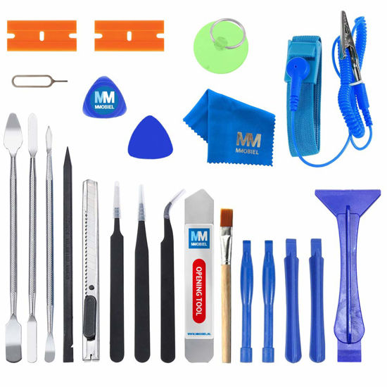 Picture of MMOBIEL Repair Tool Kit - Set for Smartphone, Tablet, Laptop, Console, Computer and More - Professional Kit incl. Anti Static Wrist Strap - 23 Tools