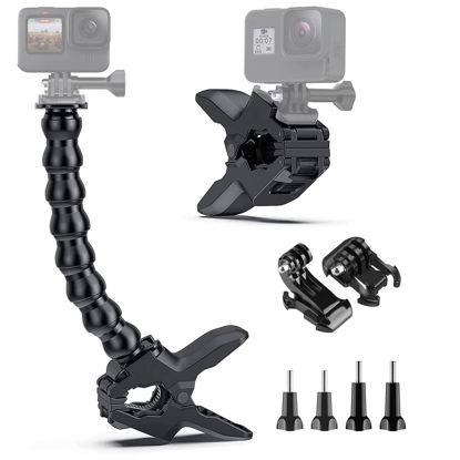 Picture of HONGDAK 8-in-1 Jaws Flex Clamp Mount with Adjustable Gooseneck (8 Sections) for GoPro Hero 11, 11Mini, 10, 9, 8, 7, 6, 5, 4, Session, 3+, 3, Max, Hero (2018), Fusion, DJI Osmo, Xiaomi Yi Action Camera