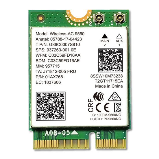 Picture of NETELY Wireless-AC 9560NGW NGFF M2 CNVI Interface CRF WiFi Adapter, Wireless-AC 2030Mbps (2.4GHz 300Mbps & 5GHz 160MHz 1730Mbps), Bluetooth 5.0, Intel Wireless-AC 9560NGW (Wireless-AC 9560NGW)