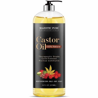 Picture of MAJESTIC PURE Castor Oil, 100% Natural Wonder Oil with Numerous Hair, Scalp, Skin and Nails Benefits - Packaging May Vary- 16 fl oz