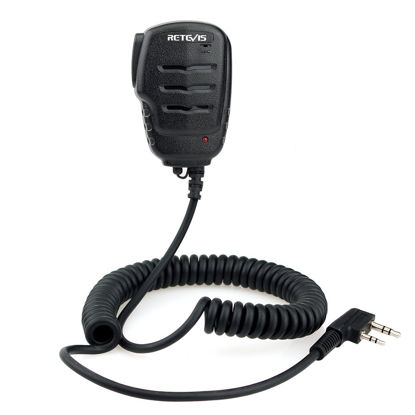 Picture of Retevis H-777 Walkie Talkies Mic 2 Pin Shoulder Speaker Mic Compatible with Retevis RT22 RT21 RT68 RT27 RB26 RT85 RT22S RT86 RT19 RT17 Baofeng UV-5R BF-F8HP 2 Way Radios,with 3.5mm Audio Jack(1 Pack)