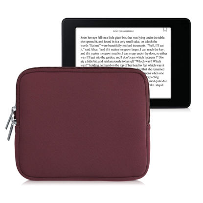 Picture of kwmobile Neoprene e-Reader Pouch Size 6,8-7" eReader - Universal eBook Sleeve Case with Zipper, Wrist Strap - Mulberry