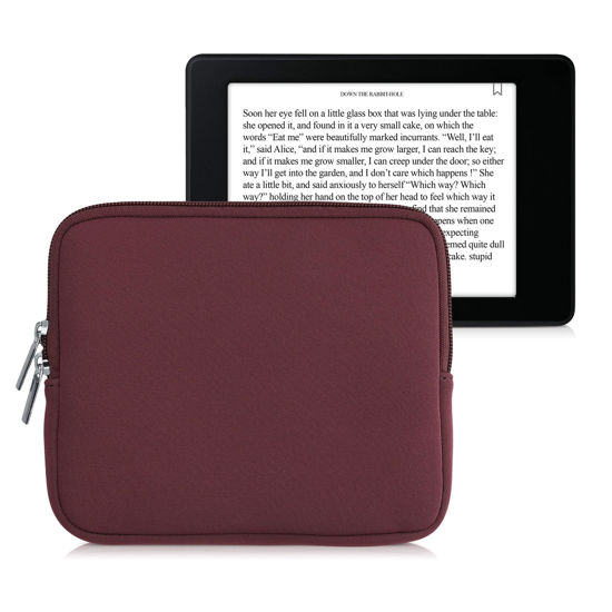 Picture of kwmobile Neoprene e-Reader Pouch Size 6,8-7" eReader - Universal eBook Sleeve Case with Zipper, Wrist Strap - Mulberry