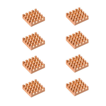 Picture of GeeekPi 8PCS Pure Copper Heatsinks 15x15x5mm with Thermal Conductive Adhesive Tape for Electronic Chip Cooling,Compatible with Raspberry Pi/Orange Pi/Rock Pi/Banana Pi/Tinker Board/PCB Board