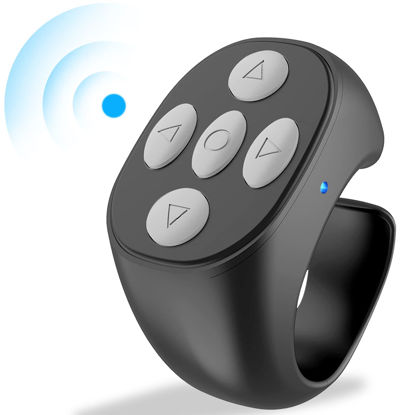 Picture of Bluetooth Remote Control for TIK Tok Page Turner, Chrxbei Scrolling Ring for TikTok, iPhone, iPad, Cell Phone, iOS, Android, Kindle App, Clicker Selfie Button Camera Video Recording Remote - Black