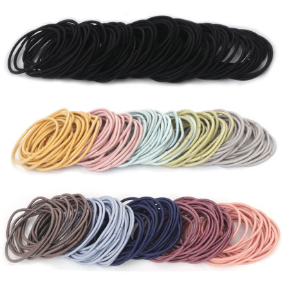 Picture of Unaone Hair Elastics Ties, 300 PCS Stretchable Rubber Hair Band No Crease Hair Band 2mm for Thin Hair, Suitable for Women, Men, Girls and Boys