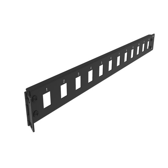 Picture of Jingchengmei 12-Port Blank Keystone Panel 1U Hinged Universal Blank Patch Panel for 19" Standard Rackmount,Disassembled (H1UKS12H, Black)