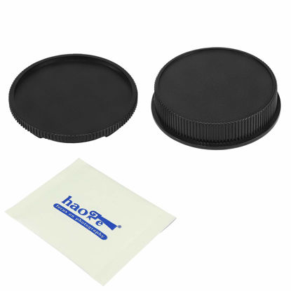 Picture of Haoge Camera Body Cap and Rear Lens Cap Cover Kit for Leica L Mount Camera Lens Such as Leica T, Typ 701, Typ701, TL, TL2, CL (2017), SL, Typ601, Panasonic Lumix S1 S1R S1H, Sigma fp