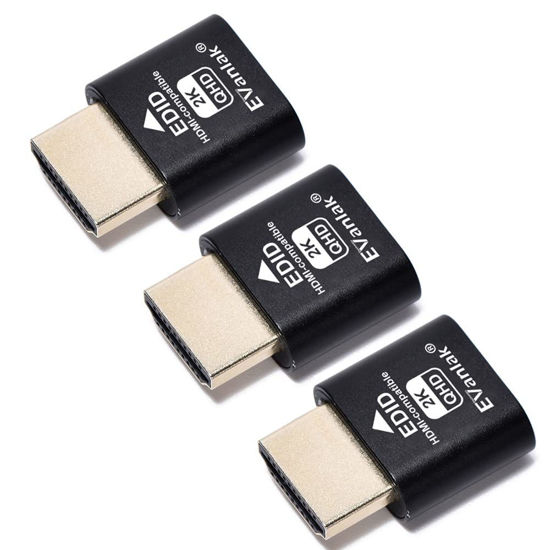 Picture of EVanlak HDMI Dummy Plug Headless Ghost Display Emulator Premium Aluminum PC（Fit Headless-1920x1080 New 3RD@60Hz）-3Pack