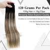 Picture of LaaVoo 22inch Ombre Clip in Hair Extensions Real Human Hair Clip in Extensions Black Fading to Light Brown Mix Light Blonde 120g 7pcs Remy Human Hair Extensions Black Ombre Silky Soft Long Straight