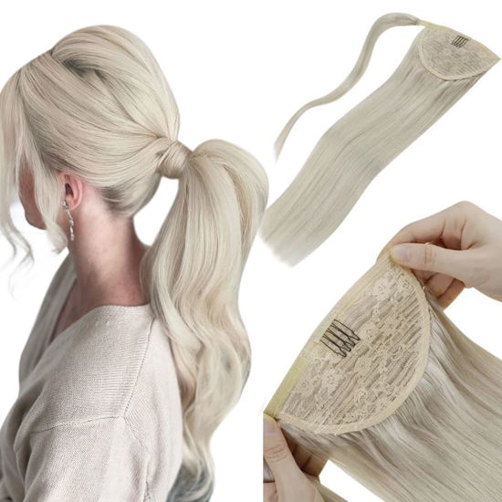 GetUSCart LaaVoo Platinum Blonde Hair Extensions Ponytail 22 Inch