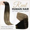 Picture of Full Shine Real Human Hair Clip in Extension Ntural Black Balayage to Brown Mix Honey Blonde Seamless Clip in Hair Extensions Human Hair 1B/6/27 Skin Weft Straight Hair 8Ps 120Grams 22Inch