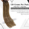 Picture of LAAVOO Real Human Hair Extensions Clip ins Balayage Light Brown Fading to Golden Blonde 22 Inch 7pcs/120g Clip in Hair Extensions Human Hair Light Brown Ombre Double Weft Long Straight Extensions