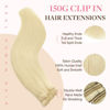 Picture of GOO GOO Clip-in Hair Extensions for Women, Soft & Natural, Handmade Real Human Hair Extensions, Platinum Blonde, Long, Straight 60A#, 9pcs 150g 18inch