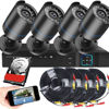 Picture of 4CH AHD Wired DVR Video Security Camera System Built in 512GB Hard Disk, Night Vision with 4 * 1080P HD Waterproof Bullet Cameras Indoor/Outdoor CCTV Surveillance Camera with 4 * 60cm BNC Cables