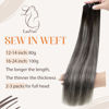 Picture of LAAVOO 22inch Sew in Hair Extensions Ombre Black Double Weft Remy Hair Extensions Human Hair Bundles #1B Off Black Ombre Silver Mixed with Black Real Hair Weft 100g Silky Long Straight