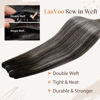 Picture of LAAVOO 22inch Sew in Hair Extensions Ombre Black Double Weft Remy Hair Extensions Human Hair Bundles #1B Off Black Ombre Silver Mixed with Black Real Hair Weft 100g Silky Long Straight