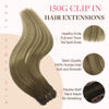 Picture of GOO GOO Clip-in Hair Extensions for Women, Soft & Natural, Handmade Real Human Hair Extensions, Walnut Brown to Ash Brown and Bleach Blonde, Long, Straight #（T3/8)P(T3/613)T3/8, 9pcs 150g 18inch