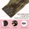 Picture of GOO GOO Seamless Clip in Hair Extensions with Invisible PU Skin Weft, 100% Real Human Hair, 110g 7pcs Natural Silky Straight Hair Extensions, Long Hair for Women,Chocolate Brown to Honey Blonde#4/26/4 20inch