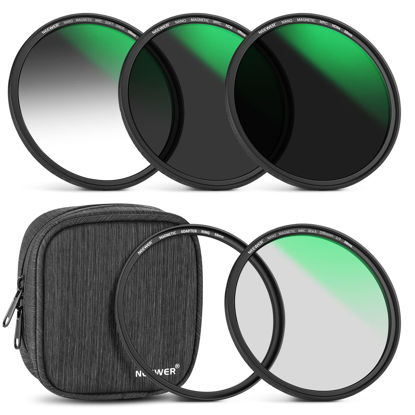 Picture of NEEWER 58mm 5 in 1 Magnetic Lens Filter Kit with Black Diffusion 1/4 Filter+Soft GND8+ND8+ND64 Filter&Magnetic Adapter Ring, HD Optical Glass/Water Repellent/30 Layers Nano Coatings/Scratch Resistant