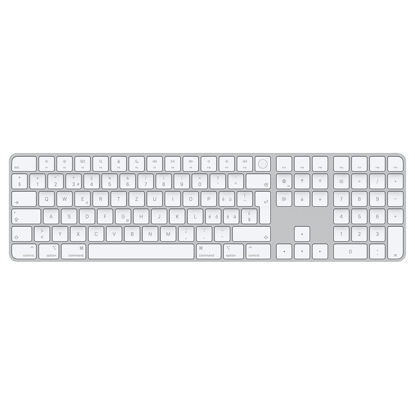 Picture of Apple Magic Keyboard with Touch ID and Numeric Keypad: Wireless, Bluetooth, Rechargeable. Works with Mac Computers with Apple Silicon; Swiss - White Keys