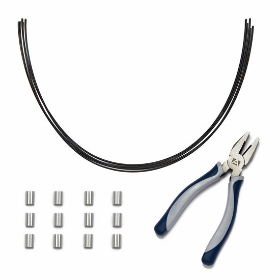 Picture of TetherTies Cable Tethers Black 60 Pack | DIY (self install) Kit | Customizable Cable Tethers | Tether Computers Adapters & Dongles | Easy Installation | Free Crimping Tool | 12 inch Cable