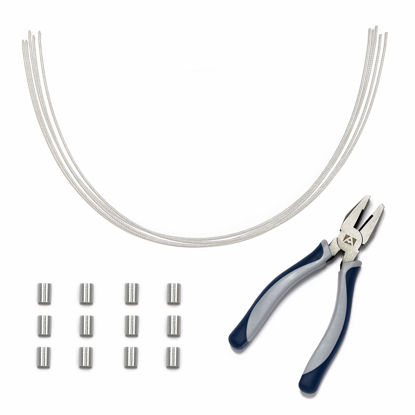 Picture of TetherTies Cable Tethers Silver 60 Pack | DIY (self install) Kit | Customizable Cable Tethers | Tether Computers Adapters & Dongles | Easy Installation | Free Crimping Tool | 12 inch Cable