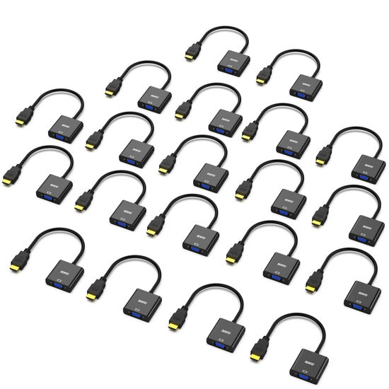 Picture of BENFEI HDMI to VGA, 20 Pack, Gold-Plated HDMI to VGA Adapter (Male to Female) for Computer, Desktop, Laptop, PC, Monitor, Projector, HDTV, Chromebook, Raspberry Pi, Roku, Xbox and More - Black