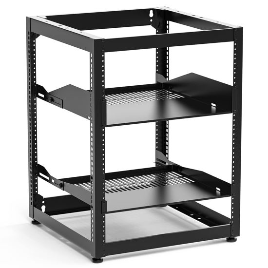 Picture of Eazy2hD 15U Open Frame Network Rack for Server, Wall Mountable Server Rack with 4 Post Design