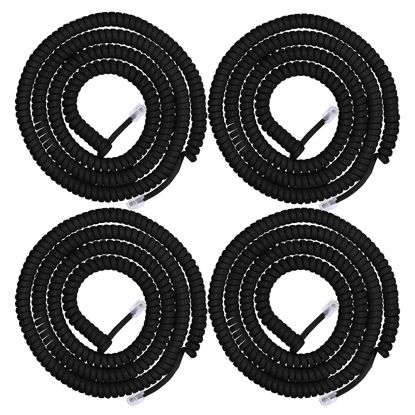 Picture of Power Gear Coiled Telephone Cord, 4 Pack, 4 Feet Coiled, 25 Feet Uncoiled, Phone Cord works with All Corded Landline Phones, For Use in Home or Office, Black, 46082