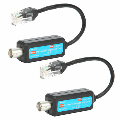 Picture of 2pcs IP Passive Extender, Over Coax Coaxial Network Transmitter 8MP HD Passive IPCoaxial Transmitter HD Network Extender for Web Camera