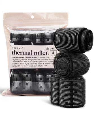 Picture of Kitsch Ceramic Thermal Hair Rollers for Long Hair - Velcro Rollers for Hair | Roller Hair Curlers for Long Hair | Hair Roller for Short Hair | Hair Rollers for Medium Hair | Hair Curlers, 8pcs