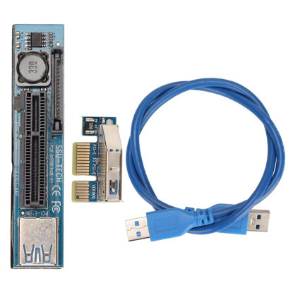 Picture of PCIE Extension Cable, Integrated Power Supply PCIE TO PCIE Riser Card + PCIE X1 TO PCIE X4 Riser Card support 1X 4X 8X 16X PCIE Slot, with 60cm USB3.0 Lifting Cable