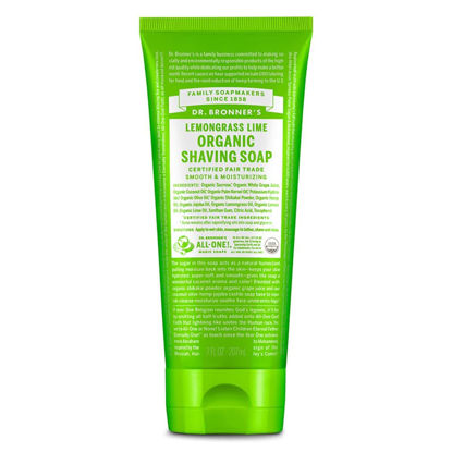 Picture of Dr. Bronner's - Organic Shaving Soap (Lemongrass, 7 Ounce) - Certified Organic, Sugar and Shikakai Powder, Soothes and Moisturizes for Close Comfortable Shave, Use on Face, Underarms and Legs