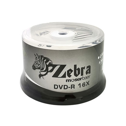 Picture of Moserbaer Zebra DVD-R 16X 4.7GB Branded Logo Recordable Media Disc-50 Pack Spindle