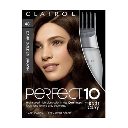 Picture of Clairol Nice'n Easy Perfect 10 Permanent Hair Dye, 4G Dark Golden Brown Hair Color, Pack of 1