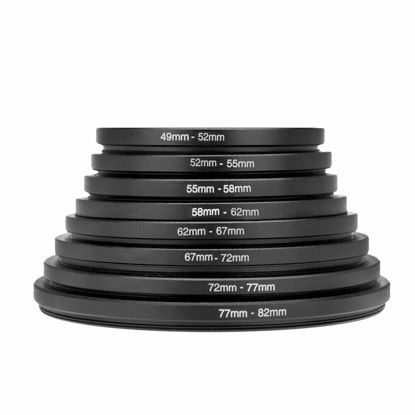 Picture of Bewinner Len Adapter,8 PCS Metal Step Up Rings Universal Lens Filter Adapter Set 49-52-55-58-62-67-72-77-82mm,Easy to Install and Remove,Directly Mount