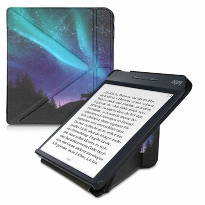 kwmobile Origami Case Compatible with Kobo Clara 2E / Tolino Shine 4 Case -  Slim PU Leather Cover with Stand - Dark Green