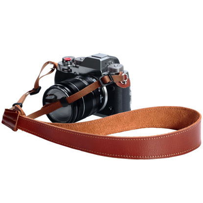 Picture of Padwa Lifestyle Soft Natural Leather Camera Strap - 1.2 inch Full Grain Cowhide Camera Straps for All DSLR/SLR Cameras,Great Gift for Men & Women Photographers(Brown)