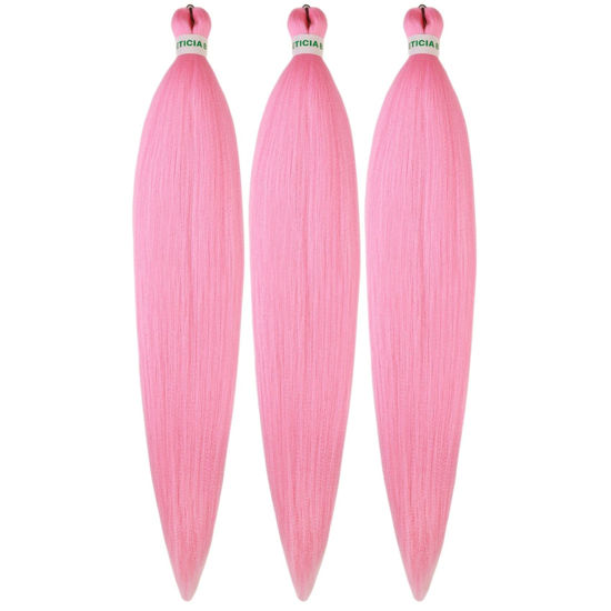 Picture of Light Pink Braiding Hair Pre stretched Braids Hair Kanekalon Braiding Hair