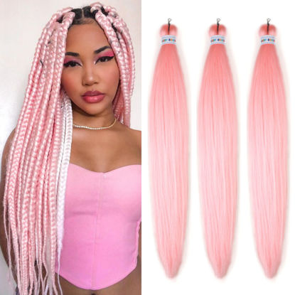 Picture of Pastel Pink Braiding Hair Pre Stretched Kanekalon Prestretched Braiding Hair