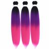 Picture of Ombre Purple Pink Braiding Hair Pre Stretched Braids Kanekalon Braiding Hair Extensions