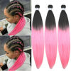 Picture of Black to Neon Pink Braiding Hair Pre Stretched Braiding Hair Extensions