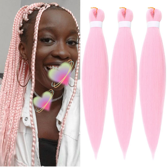 Picture of Cotton Candy Pink Braiding Hair Pre Stretched Kanekalon Braiding Hair