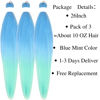 Picture of Ombre Sky Blue Mint Braiding Hair Pre stretched Human Hair Kanekalon Braiding Hair