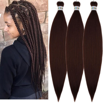 Picture of Chocolate Brown Braiding Hair Pre stretched Kanekalon Braiding Hair Hair Extensions