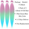 Picture of Ombre Braiding Hair Pre Stretched Kanekalon Braiding Hair Pink Light Green Blue